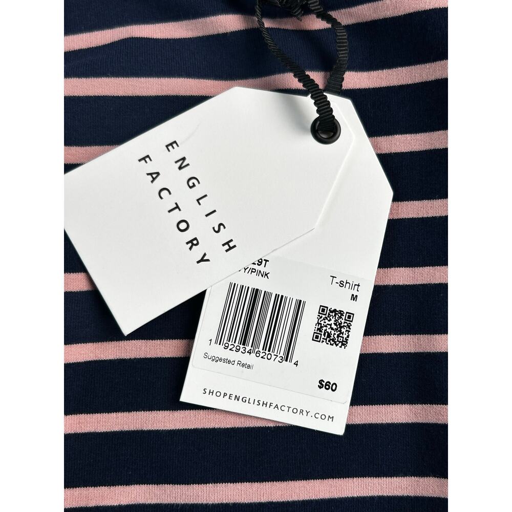 English Factory Womens M Navy Pink Stripe Sleeveless T-Shirt NWT - Picture 4 of 7